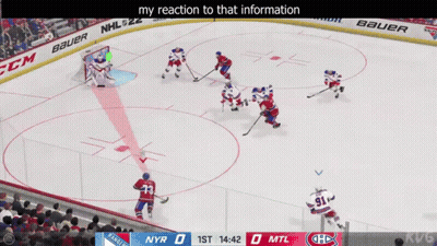 A Hockey Game Is Being Played Between The Nyr And Mtl Teams GIF
