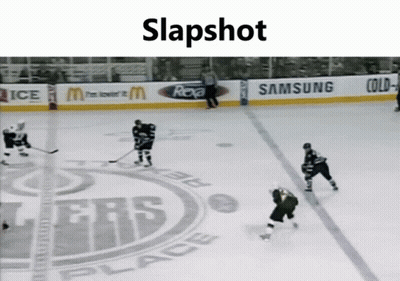A Hockey Game Is Being Played In Front Of A Banner That Says Samsung GIF