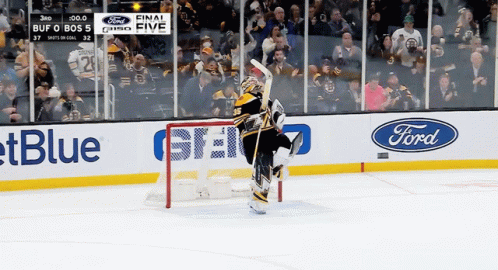 A Hockey Game Is Being Played In Front Of A Ford Ad GIF