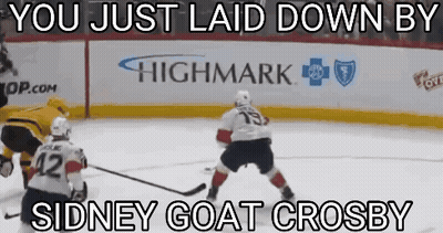 A Hockey Game Is Being Played In Front Of A Highmark Advertisement GIF