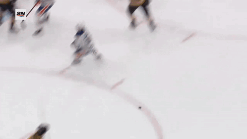 A Hockey Game Is Being Played In Front Of A Sn Banner GIF