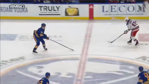 A Hockey Game Is Being Played In Front Of An Advertisement For Truly GIF
