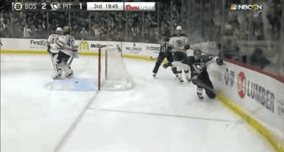 A Hockey Game Is Being Played On A Nbc Channel GIF