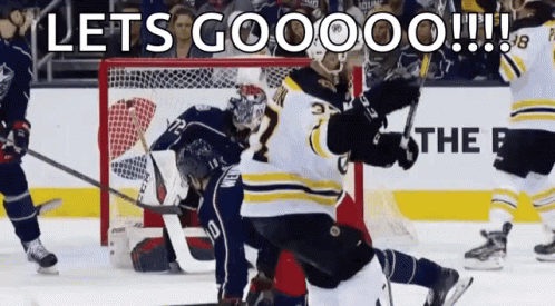 A Hockey Game Is Being Played With The Words Let 'S Goooo On The Ice GIF
