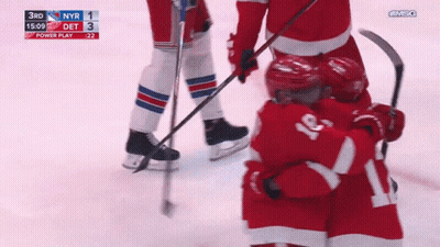 A Hockey Game Is Underway With Nyr Leading 1 To 3 GIF