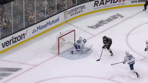 A Hockey Game Sponsored By Verizon Massmutual And Monster GIF