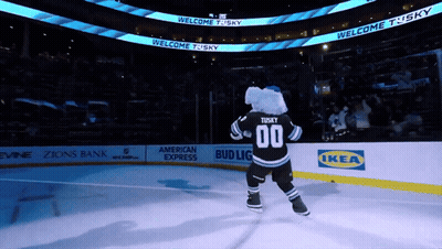 A Hockey Mascot Wearing A Jersey That Says Tusky 00 GIF