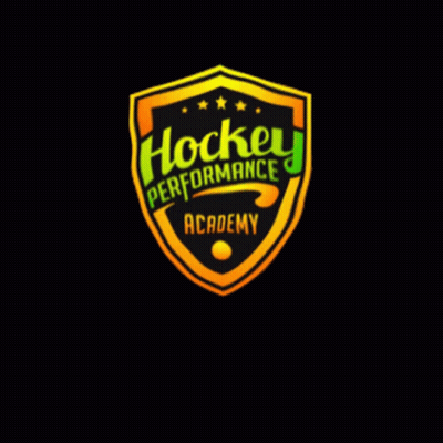 A Hockey Performance Academy Logo With A Hockey Stick And Ball GIF