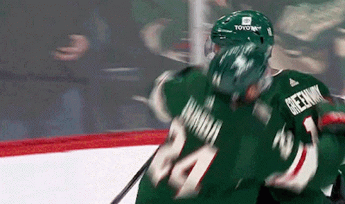A Hockey Player In A Green Jersey With The Number 24 On It GIF