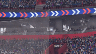 A Hockey Player Is Standing In Front Of A Crowd And Saying Hello GIF