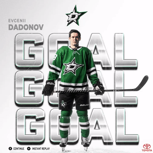 A Hockey Player Named Evgenii Dadonov Holds A Hockey Stick GIF