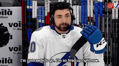 A Hockey Player Wearing A Headset Says I 'M Just Ready To Go GIF
