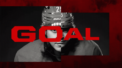 A Hockey Player Wearing A Helmet That Says Bauer Is Shown In A Black And White Photo GIF