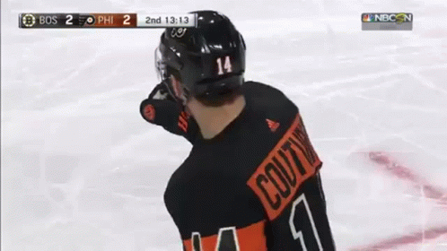 A Hockey Player Wearing A Jersey That Says Courty On It GIF