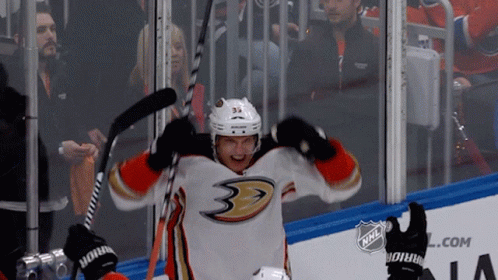 A Hockey Player Wearing A Jersey That Says Ducks On It GIF
