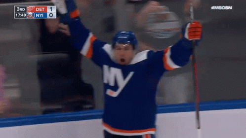 A Hockey Player Wearing A Jersey That Says Ny GIF