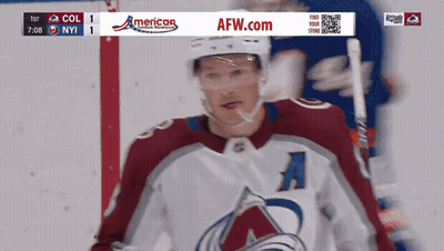 A Hockey Player Wearing A Jersey With The Letter A On The Front GIF
