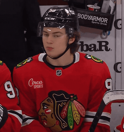 A Hockey Player Wearing A Jersey With The Number 9 On It GIF