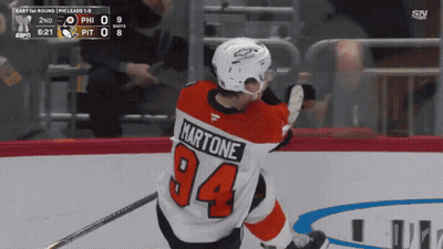 A Hockey Player Wearing A Jersey With The Number 94 GIF