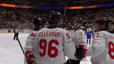 A Hockey Player Wearing The Number 96 Jersey GIF