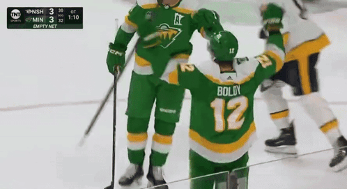 A Hockey Player With Boldy 12 On His Jersey GIF