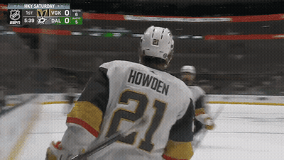 A Hockey Player With The Name Howden On His Back GIF