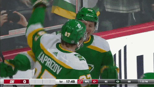 A Hockey Player With The Name Kaprazov On The Back Of His Shirt GIF