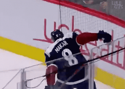 A Hockey Player With The Name Makar On His Jersey GIF