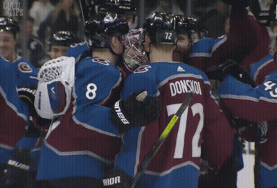 A Hockey Player With The Name Makar On His Jersey GIF