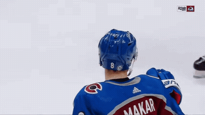 A Hockey Player With The Name Makar On The Back GIF