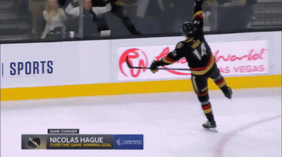 A Hockey Player With The Name Nicolas Hague On The Ice GIF