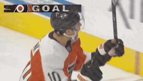 A Hockey Player With The Number 10 On Their Jersey GIF
