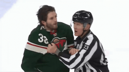 A Hockey Player With The Number 73 On His Jersey Is Fighting Another Hockey Player GIF