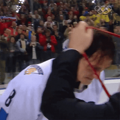 A Hockey Player With The Number 8 On The Back Of His Shirt GIF
