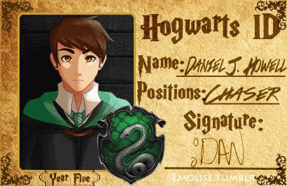 A Hogwarts Id Card With A Picture Of Daniel J. Howell GIF