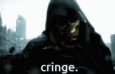 A Hooded Figure With A Skull On His Face And The Word Cringe Below Him GIF