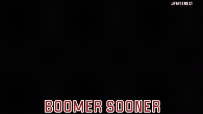 A Horse Drawn Carriage On A Field With The Words Boomer Sooner On The Bottom GIF