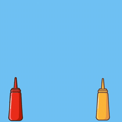A Hot Dog On A Plate With A Bottle Of Ketchup Next To It And The Word National On The Bottom GIF