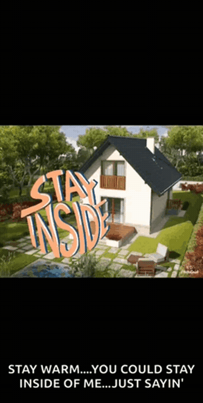 A House With A Sign That Says Stay Inside GIF