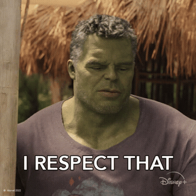 A Hulk Is Wearing A Shirt That Says I Respect That GIF