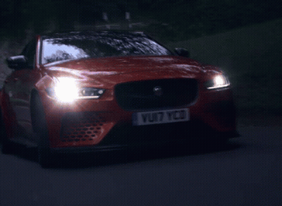 A Jaguar Car With A License Plate That Says Vuji7 Ycd GIF
