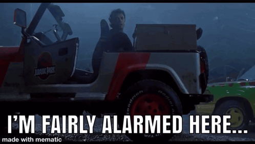 Jurassic Park Jeep Says I M Fairly Alarmed Here GIF