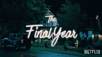 A Jeep Is Parked In Front Of A House With The Words " The Final Year " Above It GIF