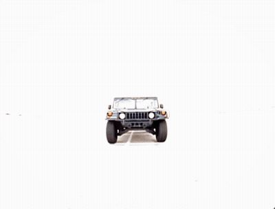 A Jeep Is Parked On A Gravel Road GIF