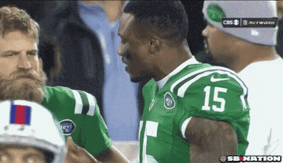 A Jets Player With The Number 15 On His Jersey GIF