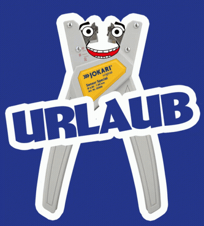 A Jokari Brand Wire Stripping Tool With A Face On It GIF