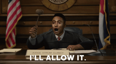 A Judge Is Holding A Gavel In A Courtroom And Says I 'Ll Allow It GIF