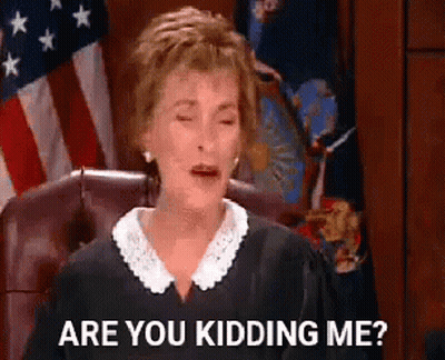 A Judge Is Sitting In A Courtroom With Her Eyes Closed And Says `` Are You Kidding Me ? '' GIF