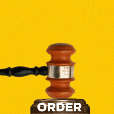 A Judge 'S Gavel Rests On Top Of A Can That Says Order GIF