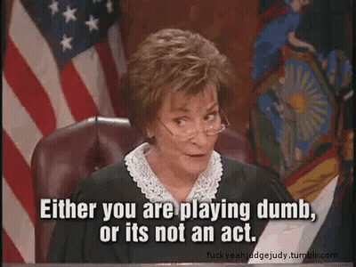 A Judge Sitting In Front Of An American Flag Says Either You Are Playing Dumb Or Its Not An Act . GIF